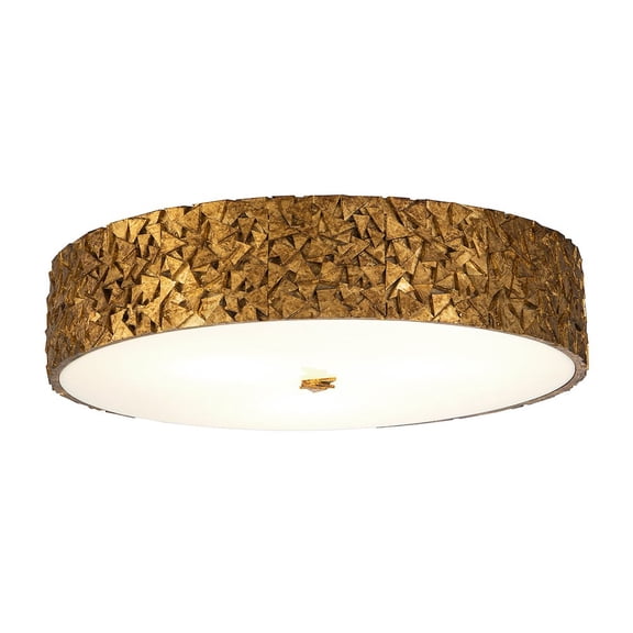 Lucas McKearn Mosaic 20" Round 3-light Transitional Metal Flush Mount in Gold