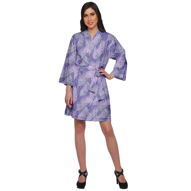 Moomaya Short Robe For Women Plus Size Printed Cotton Robe Lightweight Nightwear