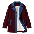 thumbnail image 2 of WAGUTH Women's Corduroy Denim Patchwork Jacket Lapel Collar Button Down Casual Mid Length Coat with Pockets for Fall Winter Daily Wear, 2 of 7
