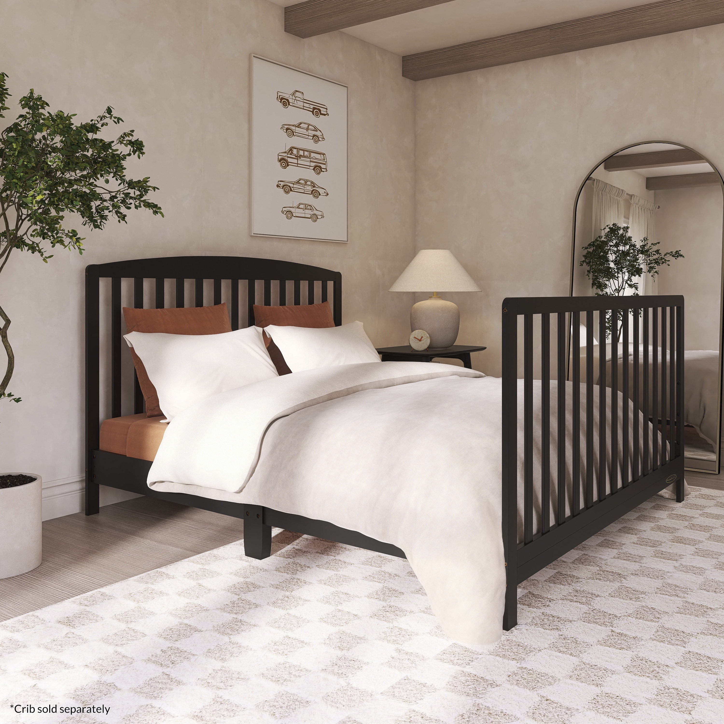 Dream On Me Universal Bed Rail, Matte Black Vintage