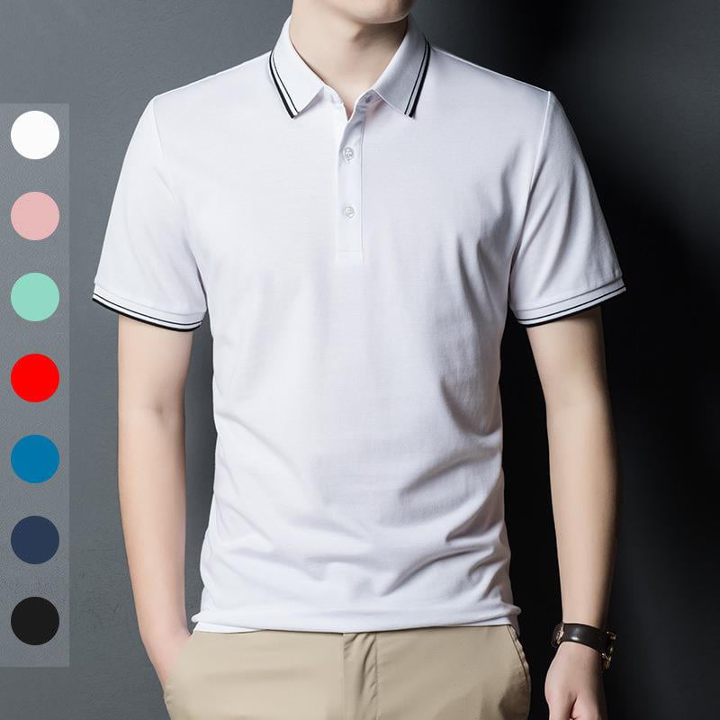 Ecosprial Men's Sleeve Polo Shirt Breathable and Washable Short-sleeved T-shirt Top,White - Walmart.com
