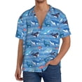 thumbnail image 3 of Xecao offers the Blue Fish for Men's Casual Short-sleeved Shirt, a button-up collared shirt with a pocket, perfect for beach vacations and yacht travel in the Medium size., 3 of 7
