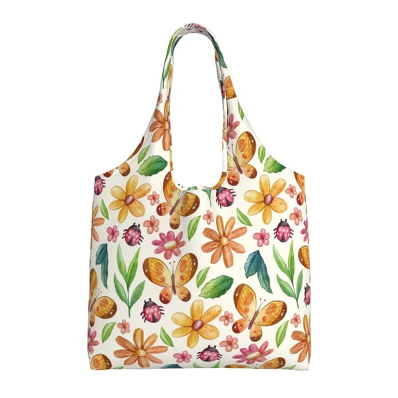 XMXT Canvas Tote Bag for Women, Funny Watercolor Butterfly Large Reusable Shopping Bags, Multicolor