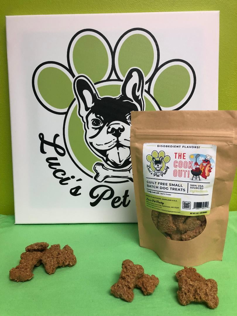 The Cookout "Cheeseburger Biscuits" Homemade Dog & Puppy Treats! Gift Box with 4 - 6 oz. Treat Bags