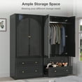 thumbnail image 5 of Planntonneo Armoire Wardrobe Closet with 2 Drawers, Clothing Storage Cabinets for Bedroom, Black, 5 of 8