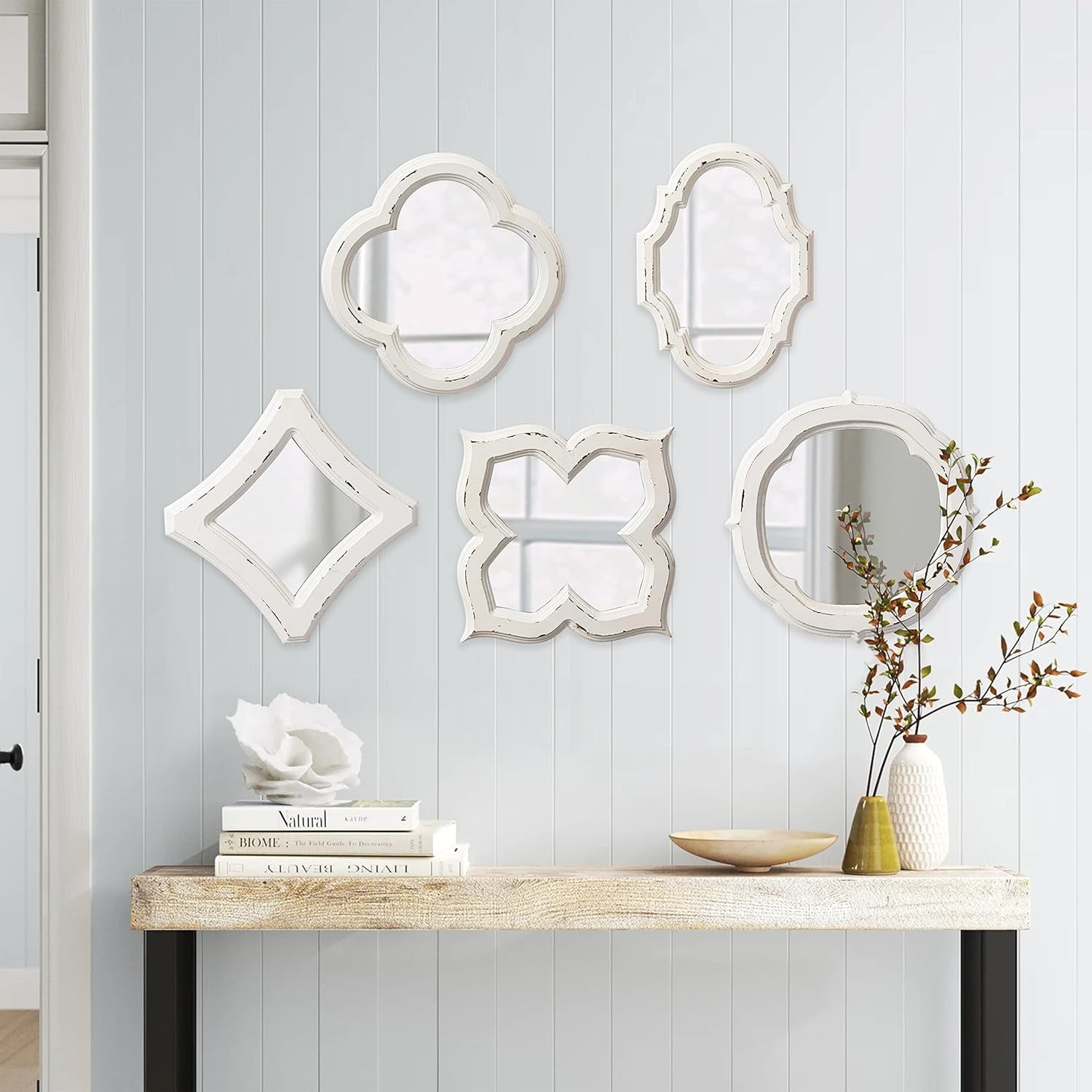 Sintosin Vintage Small Scalloped Wall Mirror Decorative 8.9