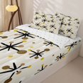 thumbnail image 2 of Castle Fairy Vintage Atomic Star Zipper Queen Comforter Set with Fitted Sheet and 2 Pillowcases,Retro Circular Motif Zipper Bedding Set,Mustard Brown Cream,Reversible, 2 of 5