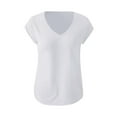 thumbnail image 4 of Kcodviy Womens Casual Solid V-Neck Short Sleeve Vest T-Shirt Loose Fit Tank Tops Polyester Flying Sleeve Design, Easy To Wear Daily Women 2X Shirts For Women 3X Sleeveless 2X Women Top 3X Long Tops Fo, 4 of 5
