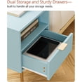 thumbnail image 4 of Nightstand,Mid-Century Modern Bedside Table with Storage Drawer and Open Wood Shelf,Small Gold Frame Side Table for Bedroom,Living Room,, 4 of 8