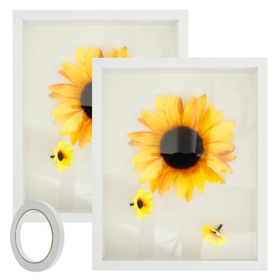 2 Pcs Shadow Box Frame Wood Shadow Box 3D Picture Frame 3 cm Inner Depth Shadow Boxes Display Cases Decorative Deep Display Box for Baby Items Tickets Photos