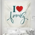 thumbnail image 1 of Modern Tapestry, Love and Family Theme Design with Red Heart Hand Writing Modern Typography, Fabric Wall Hanging Decor for Bedroom Living Room Dorm, 5 Sizes, Slate Blue Red White, by Ambesonne, 1 of 1