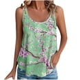 thumbnail image 2 of Puntoco Camisetas de cuello cuadrado para mujer, sueltas, informales, a la moda, con estampado de cuello redondo, camiseta sin mangas de verano, 2 of 5