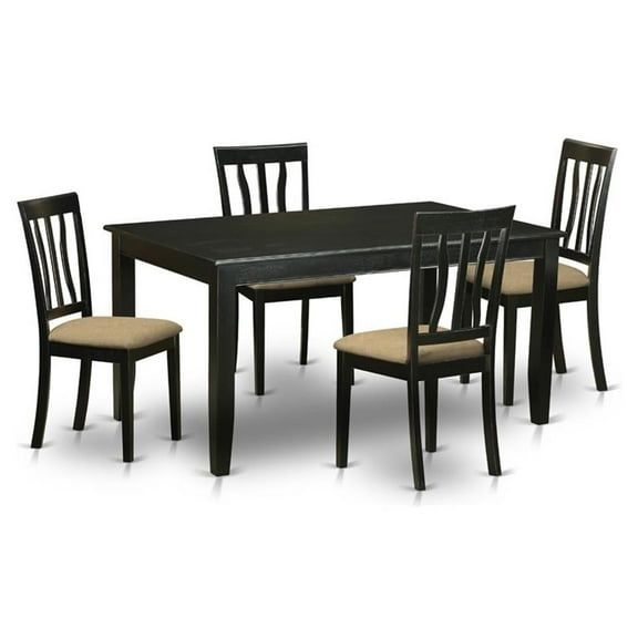 Atlin Designs 5-piece Wood Dining Table and Chair Set in Black