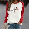 thumbnail image 1 of Qiopertar Femmes Décontracté Manches Longues Col Rond Hauts Chemises Amples Blouse Imprimé Graphique Chandail en Molleton Offres de la Semaine Liquidation à Moins de 5$ jusqu'à 90 % de Réduction, 1 of 4