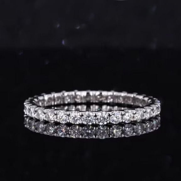 Lab Created Diamond Full Eternity Wedding Band 14K White Gold Plated 2Carat Round Cut