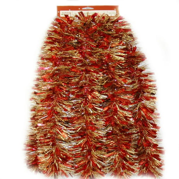Holiday Time Tinsel Garland, Red/Gold