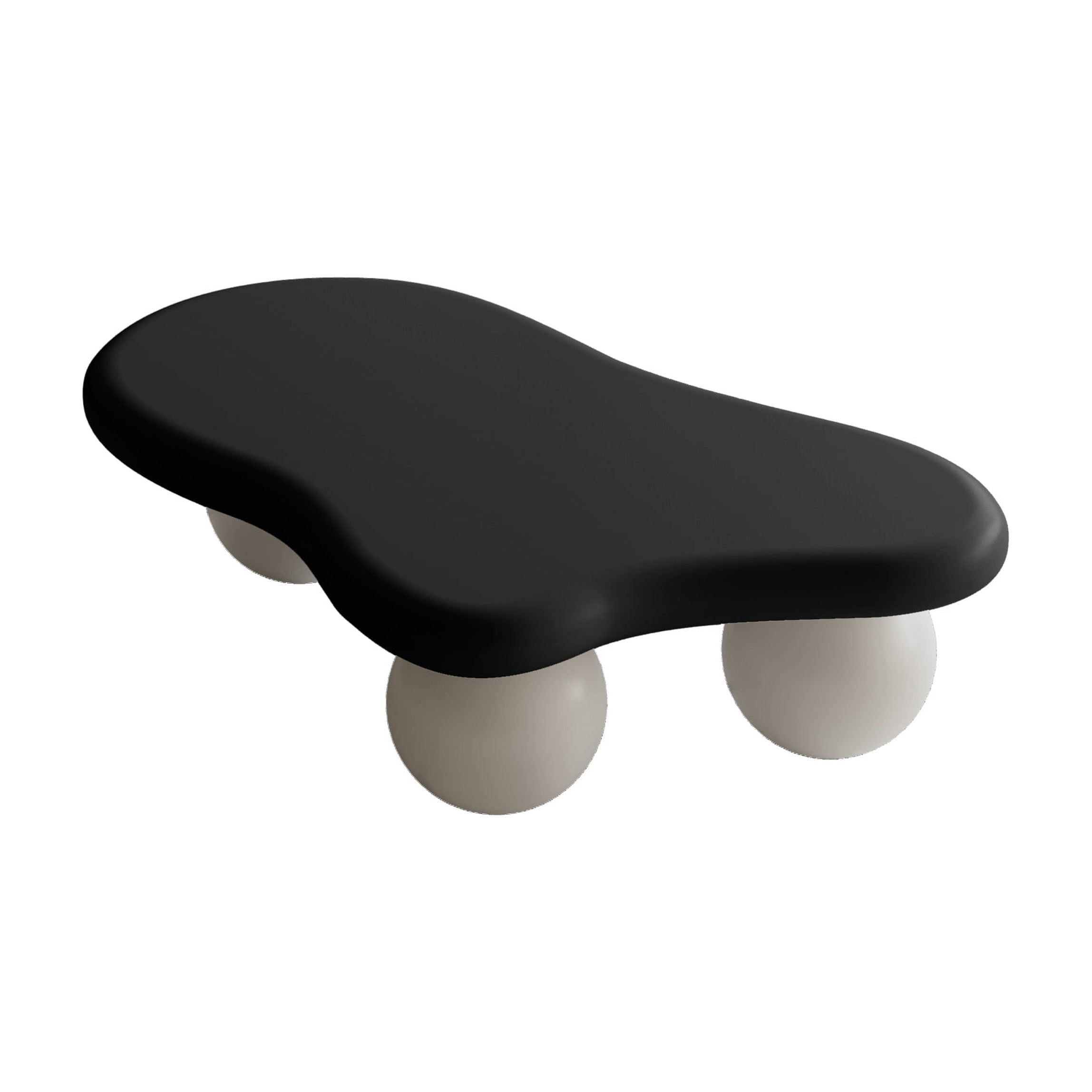 40'' Cloud Shaped Coffee Table with 3 Ball Legs, Cream Style Accent Cocktail Table, Living Room Center End Table