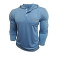 thumbnail image 6 of Txeol Henley Hoodie Shirts for Men Casual Long Sleeve Pullover Fall Winter Hooded Sweatshirt with Pocket,L Light Blue, 6 of 9