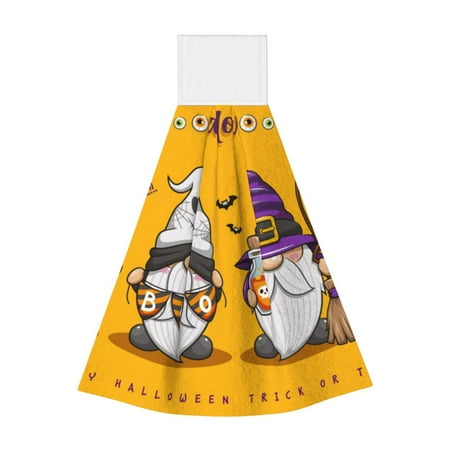 

Horeoi Cute Gnomes Halloween Print Coral Fleece Microfiber Hanging Hand Towel Absorbent Hand Towel Quick Dry Thicken Cleaning Cloths Wipes Rags for Kitchen & Bathroom