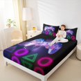 thumbnail image 4 of Manfei Cartoon Console Twin Sheet Sets,Modern Video Game Twin Fitted Sheet,Triangle Circle Pattern Flat Sheet For Boys Teens,Super Cozy Room Decor,3-Piece, 4 of 7
