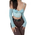 thumbnail image 5 of KelaJuan Women´s Tank Tops, Solid Color Spaghetti V Neck Crop Vest with Half Sleeve Base Shirt, 5 of 6