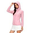 thumbnail image 2 of Women's Plus Size Hooded Sun Protection Jacket Full Zip Elastic Cuff Long Sleeve Sun Sweatshirt Lightweight Outdoor Windbreaker Coats Pink, 2 of 7