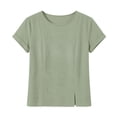 thumbnail image 7 of DeHolifer Women's T-Shirts Casual Cap Sleeve Solid Color Crewneck Lightweight Summer Tee Top Green M, 7 of 7