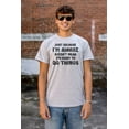 thumbnail image 5 of Funny I'm Awake But Not Ready Joke Plus Size Crewneck Graphic Tee Shirt Brisco Brands 2X, 5 of 6