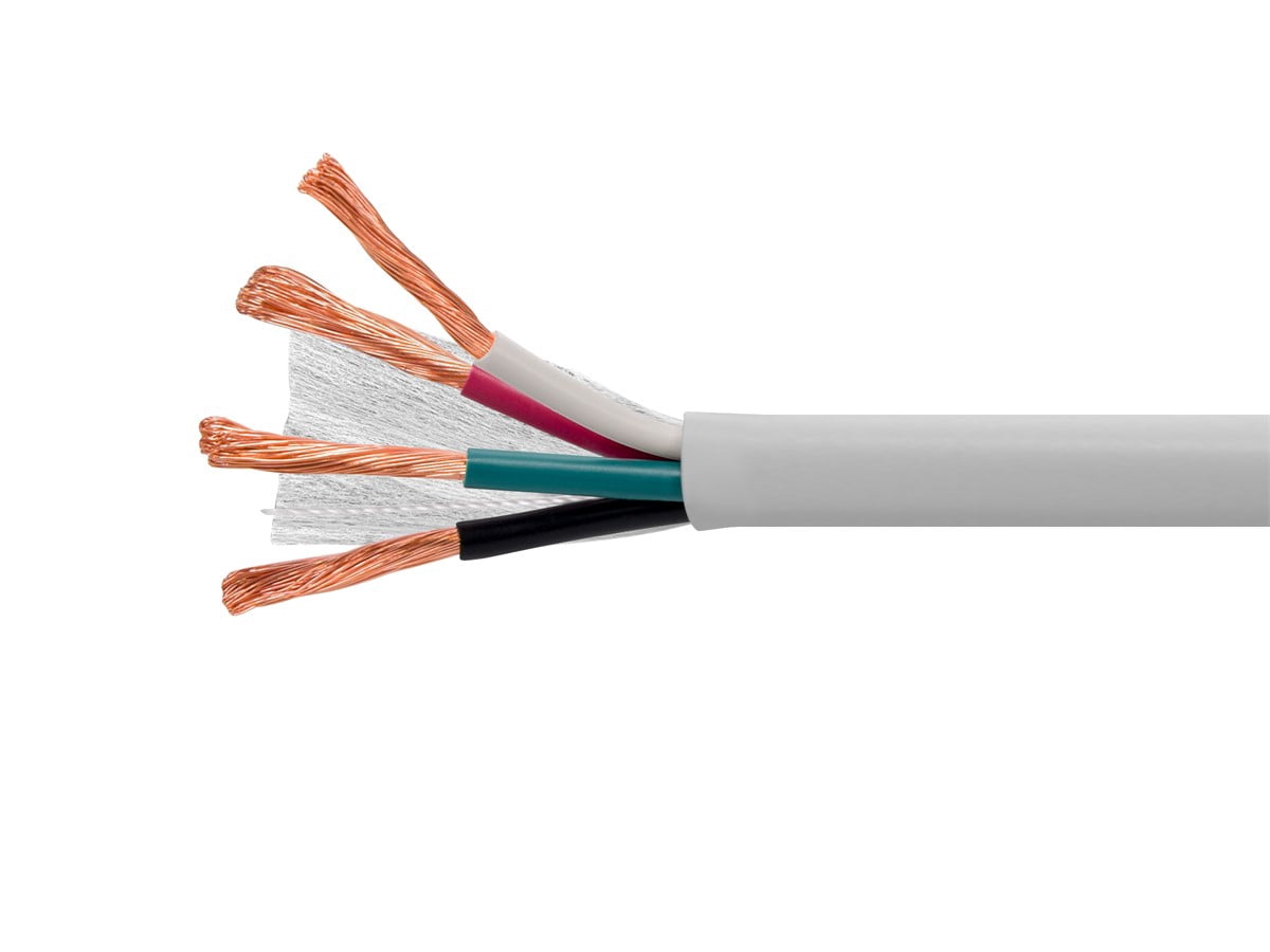 Monoprice Speaker Wire, Burial Rated, 4-Conductor, 14AWG, 250ft, Gray