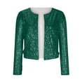 thumbnail image 5 of Women Open Front Sequin Jacket Puff Long Sleeve Cropped Short Blazer Jacket Sparkly Casual Fall Coat Clubwear, 5 of 5