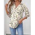 thumbnail image 2 of Camiseta tipo túnica LOMON para mujer, cuello en V, manga 3/4, color blanco albaricoque, 2 of 6