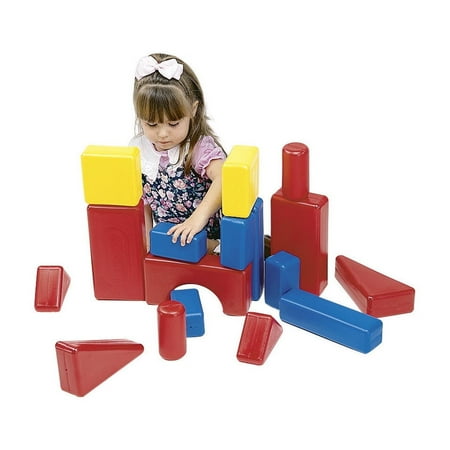 Childcraft Hollow Plastic Blocks, Assorted Shapes and Colors, Set of 17