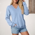 thumbnail image 2 of Towmus Casual Womens Sweatshirts V Neck Long Sleeve Blouses Basic Solid Pullover Tops Sweatshirt for Women, 2 of 6