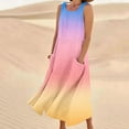 thumbnail image 2 of FAIWAD Robes d'Été Grande Taille pour Femmes 2024 Sans Manches Décontractées Robe Maxi Dégradé Boho Plage Robe Débardeur, 2 of 5