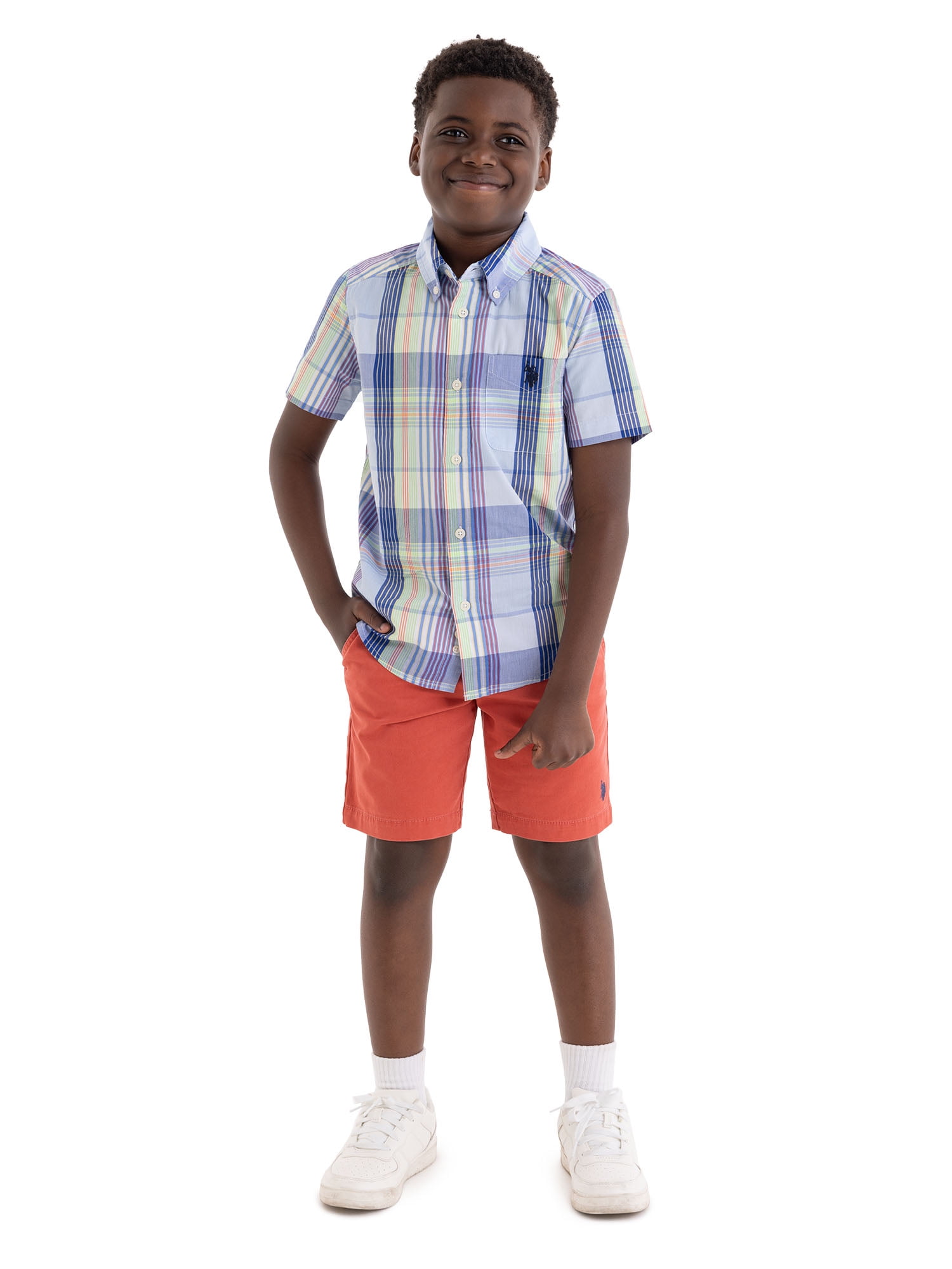 U.S. Polo Assn. Short Sleeve Button-Up Shirt for Boys, Sizes 4-18