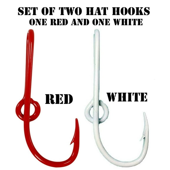 Custom Colored Eagle Claw Hat Fish Hooks for Cap -Set of Two Hat pins- One Red and One White Hat Hook Money/Tie Clasp