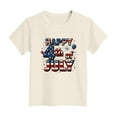 thumbnail image 4 of TOWED22 Girls 4th of July Shirt America Letter Print T-Shirt Little Kids Patriotic Tee USA Flag Summer Tops（Beige,13-14 Y）, 4 of 4