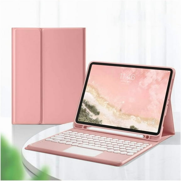 REQO iPad Air 10.9 inch Keyboard Case with Touchpad, iPad Air 4th Generation Detachable Magnetic Trackpad Keyboard Ultra Slim Leather Folio Smart Cover with Pencil Holder for iPad Air 4 (Pink)