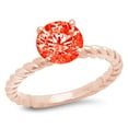 thumbnail image 5 of 2 ct Round Cut Simulated Red Diamond Solitaire 14K Rose Gold Womens Engagement Ring, 5 of 6