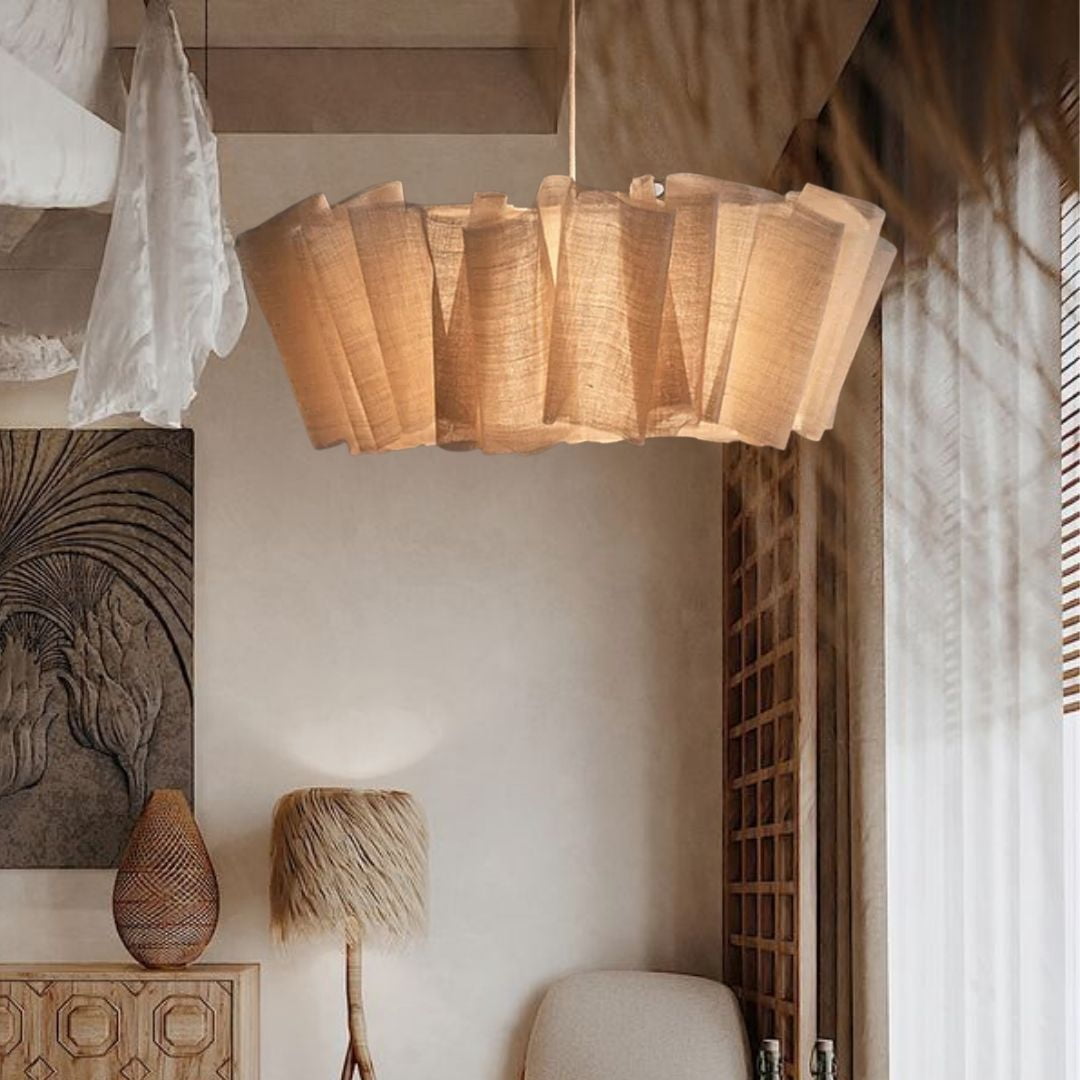 LittleGlovo Japanese Retro Artistic Fabric Chandelier Wabi-sabi Home decor Pendant Light