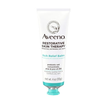 Aveeno Restorative Skin Therapy Itch Relief Body Balm For Sensitive, Distressed, Dry Skin, With Prebiotic Oat & Pramoxine Hcl, Formulated Without Parabens, Fragrance & Steroids, 4.0 Ounce