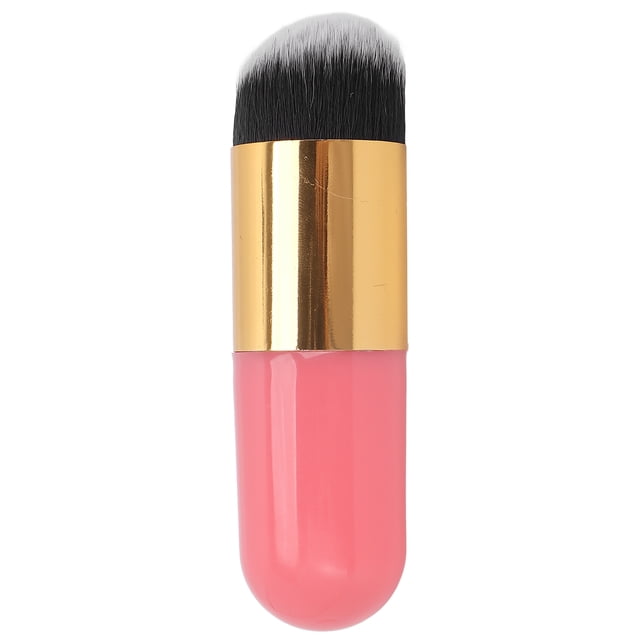Brocha de maquillaje profesional para base, cosmética, difuminadora de líquidos, rubor, polvos líquidos, para maquillaje diario, color rosa y dorado.