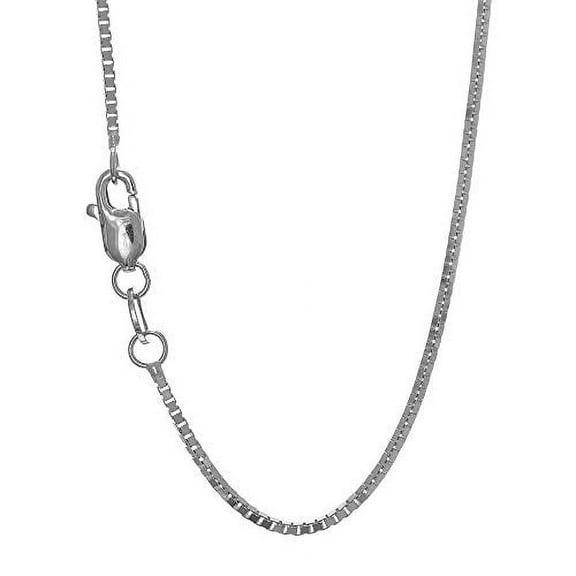 JewelStop 925 Sterling Silver Rhodium Plated 1.3 mm Box Chain Necklace 22" w/Lobster Claw Clasp