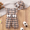 thumbnail image 3 of Newborn Baby Girls Romper 3 Months Girls Bodysuit Newborn Girls Sleeveless Summer Bodysuit Cute Bowknot Plaid Bodysuit Apricot, 3 of 8