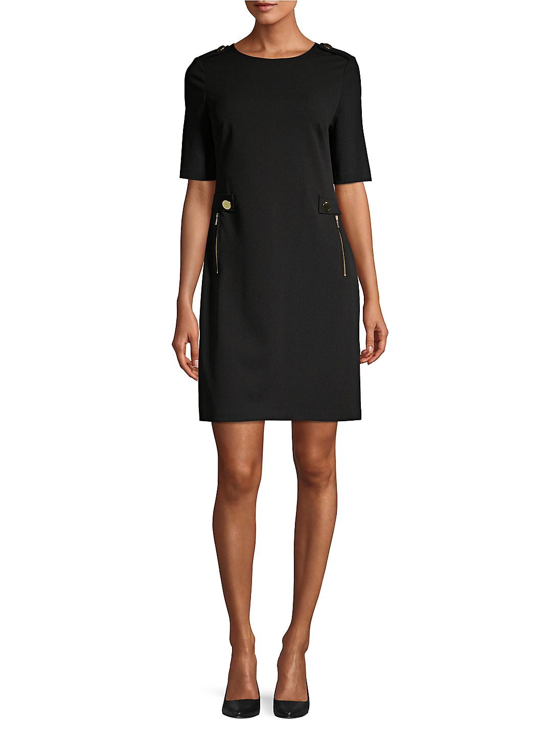 Calvin Klein Womens Embellished Cocktail Shift Dress Black 4