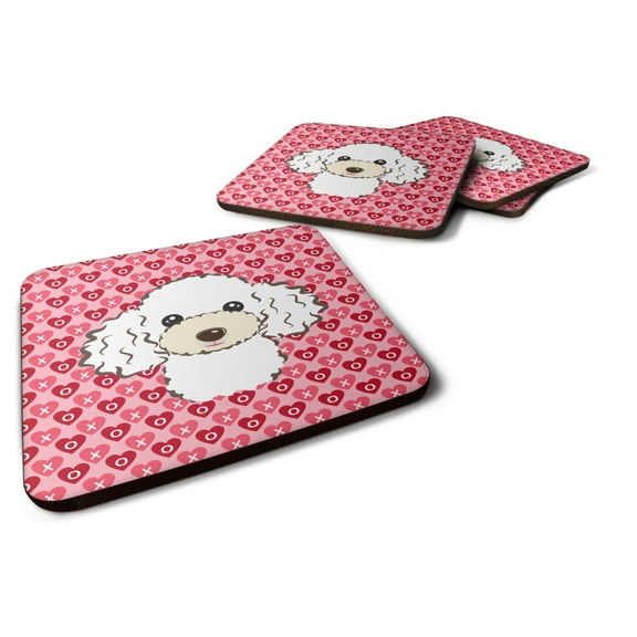 White Poodle Foam Coaster Set of 4