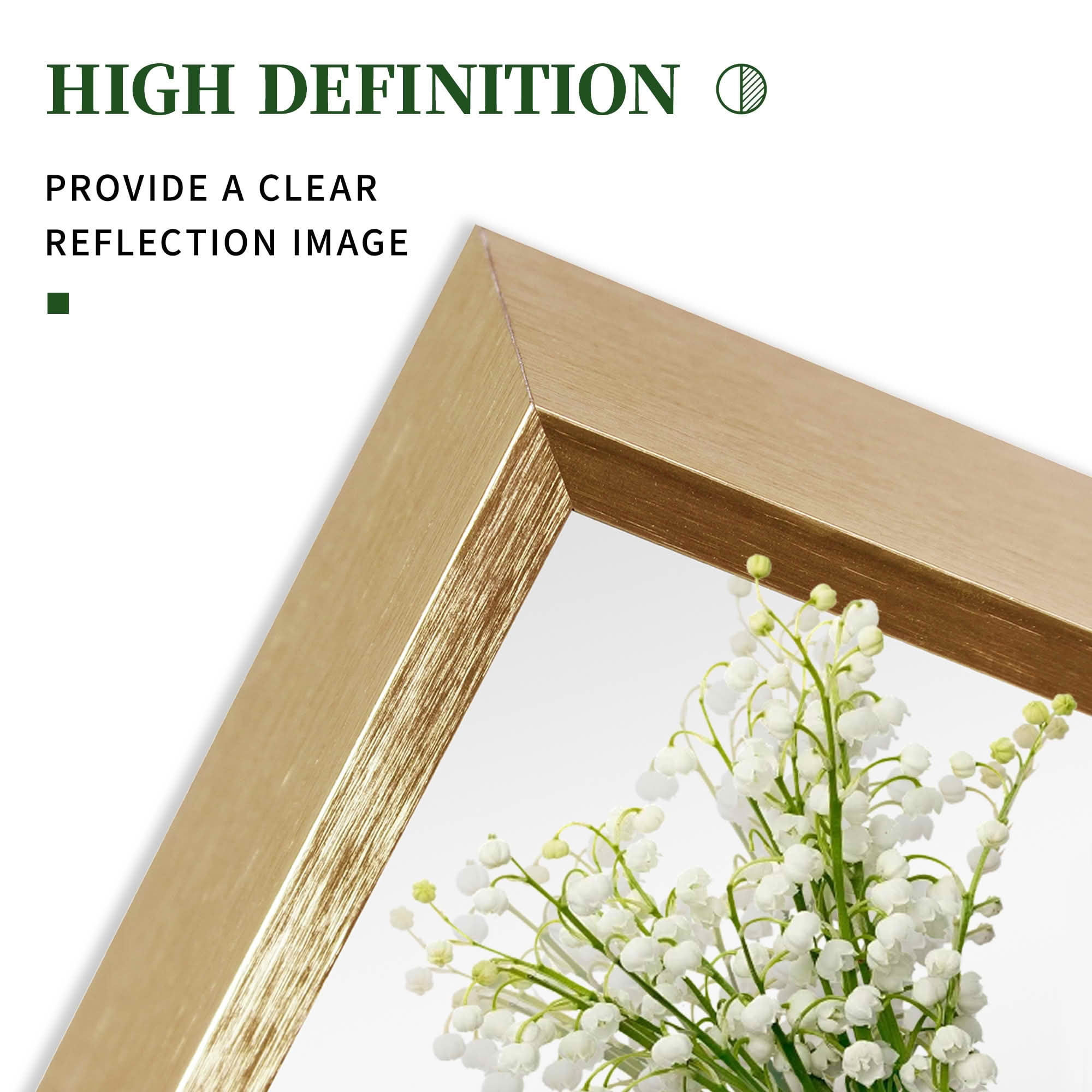 MAYEERTY 38x26x1 Inch Gold Thin Edge Aluminum Right Angle Rectangular Wall Mounted Mirror for Bathroom