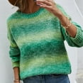 thumbnail image 2 of Buigttklop Sweaters for Women Women'S Long Sleeve Round Neck Color Stripe Pullover Casual Sweater Green, 2 of 6