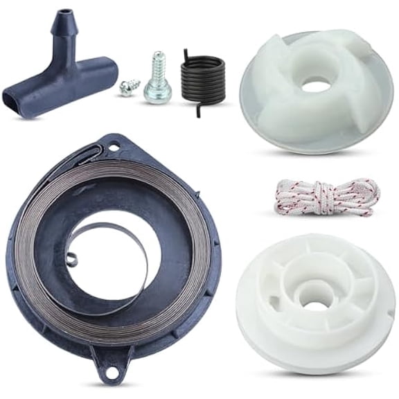 Recoil Starter Pulley Spring Grip Rope Kit, Replacement for Husqvarna 435 440 Chainsaws, Starter Assembly Repair Set