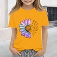 thumbnail image 2 of CPNG Girls Sunflower Shirts Cute Summer Crew Neck T-Shirt Floral Graphic Short Sleeve Tees Tops Casual Loose Tees(Yellow,3-4 Years), 2 of 5
